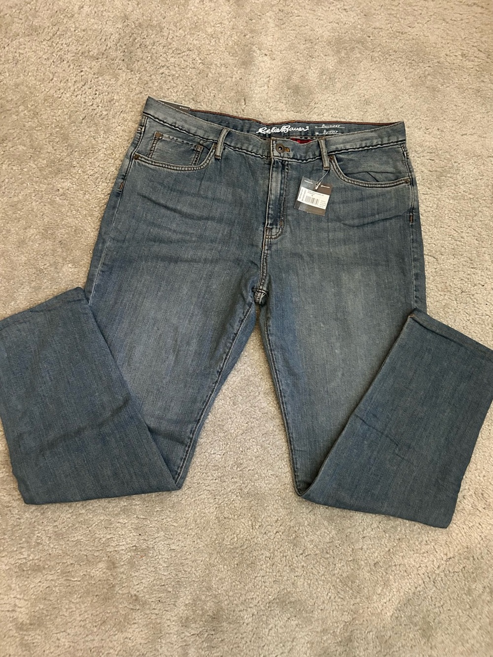 Eddie Bauer Women's Boyfriend Jeans - Flannel lined. Faded Blue Denim